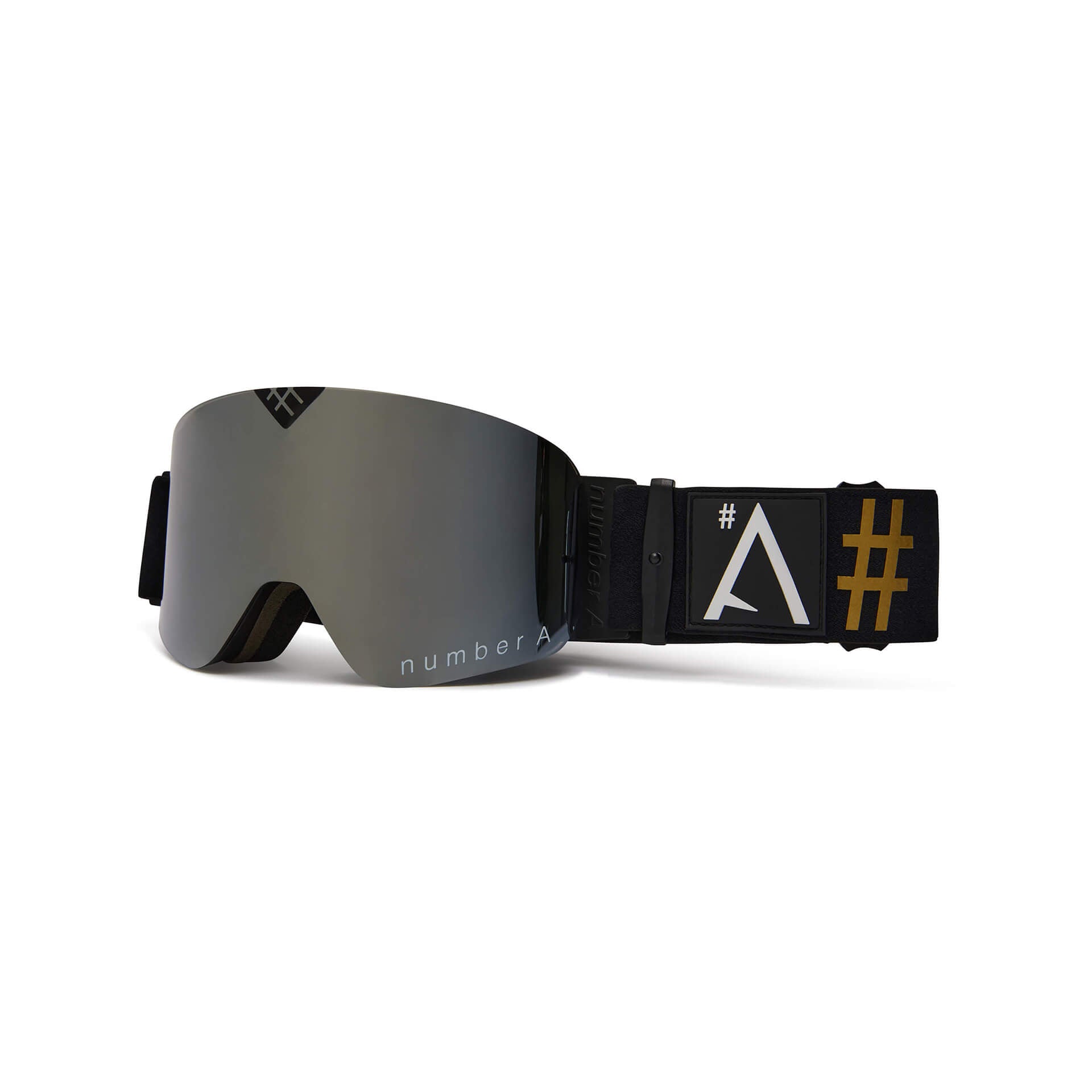Number A Stato Goggles silver mirror lens black &amp; gold strap cycling eyewear mtb biking goggles
