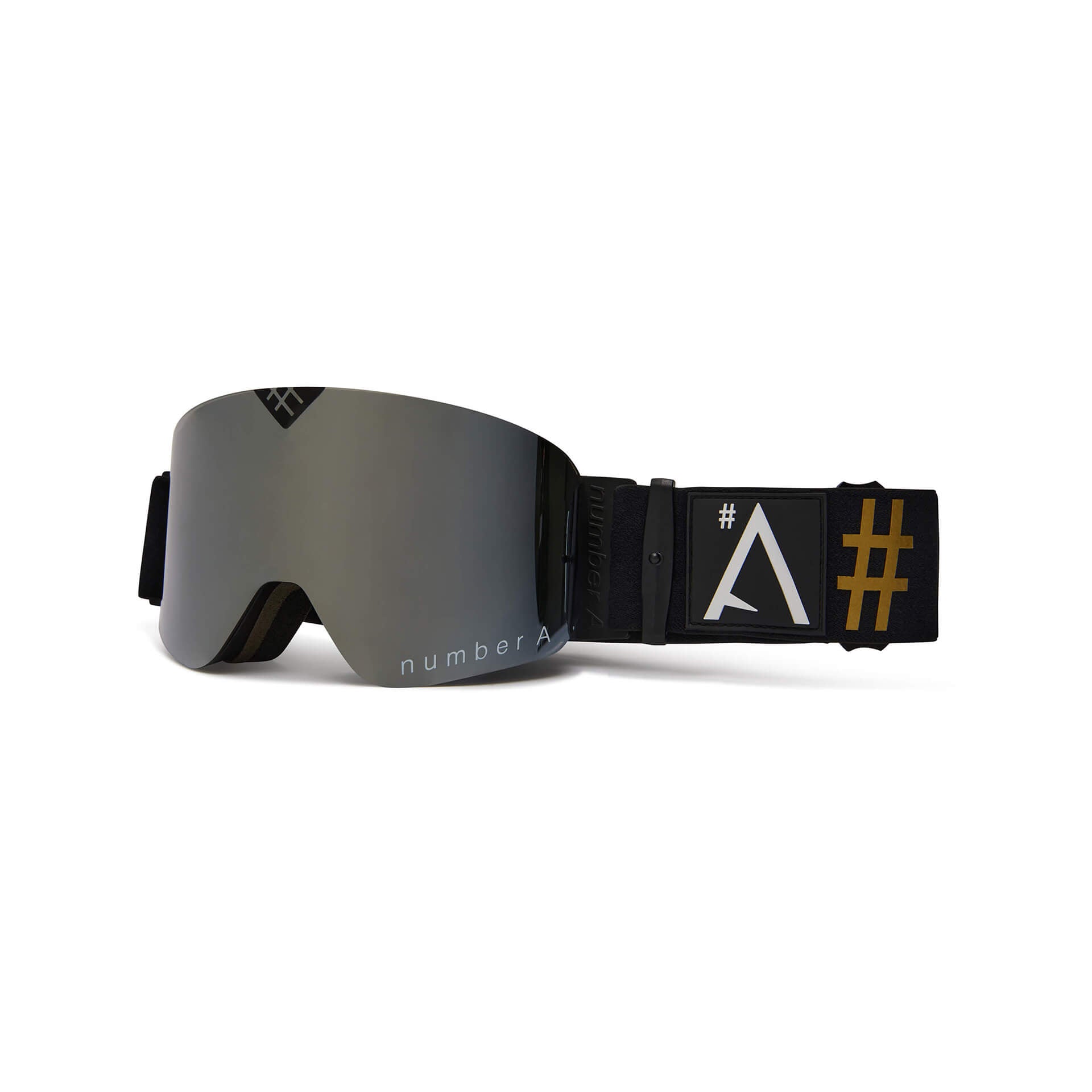 Number A Stato Goggles silver mirror lens black & gold strap cycling eyewear mtb biking goggles